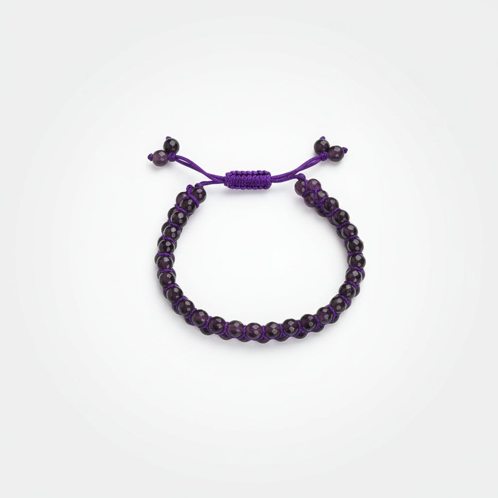 Amethyst Faceted Beads Double Layer Thread Bracelet