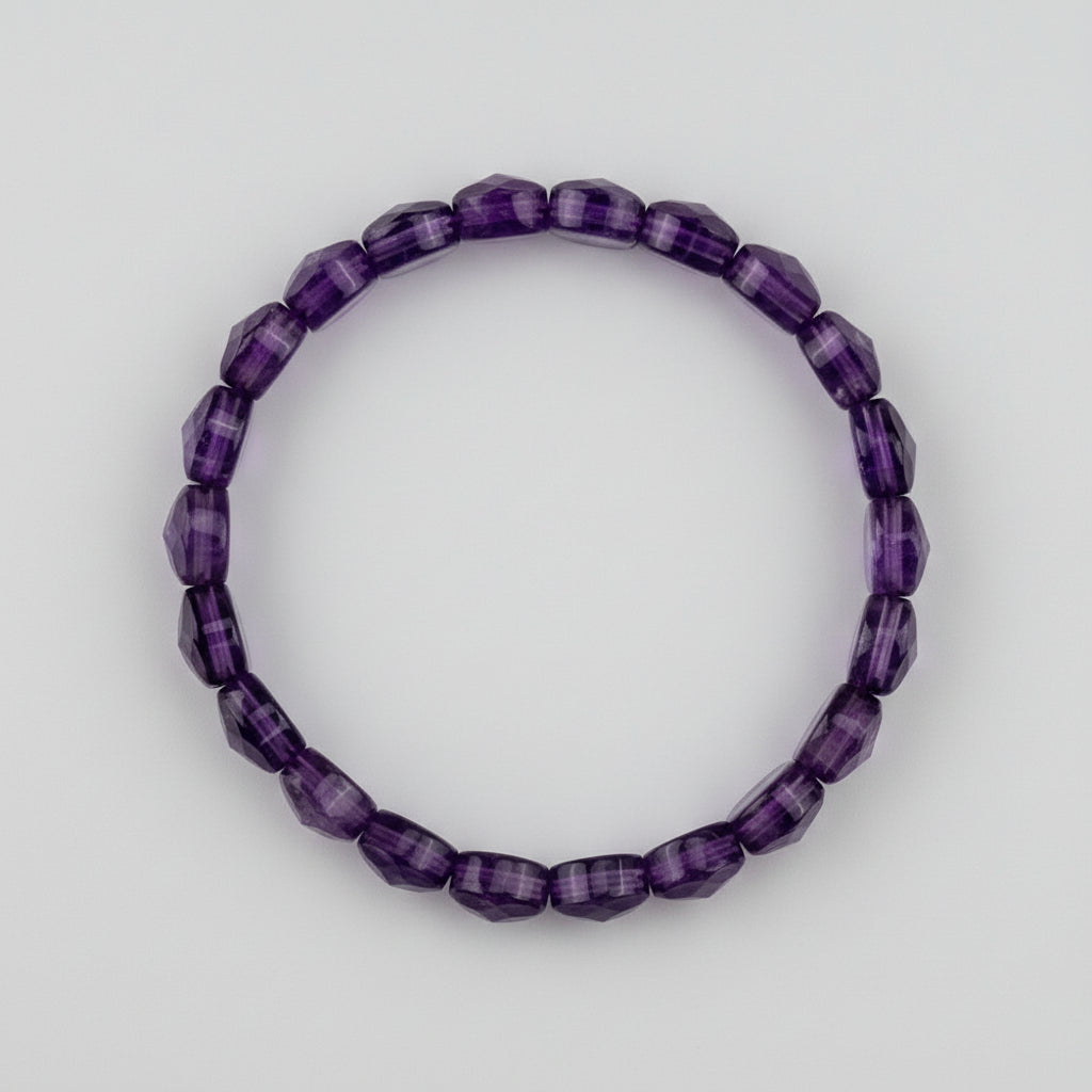 Amethyst Flat Oval Shape Beads Bracelet