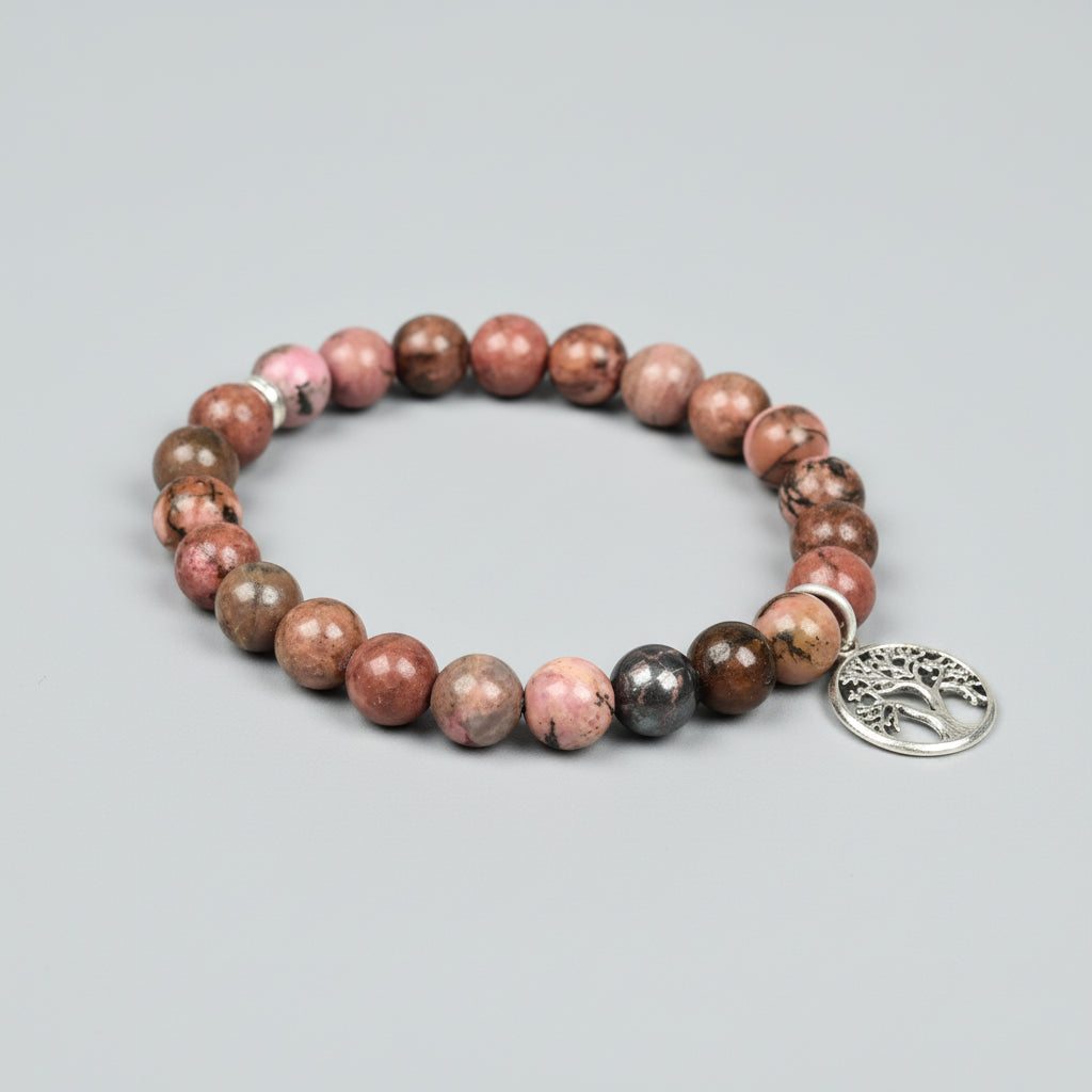 Dark Pink Opal Tree of Life Bracelet