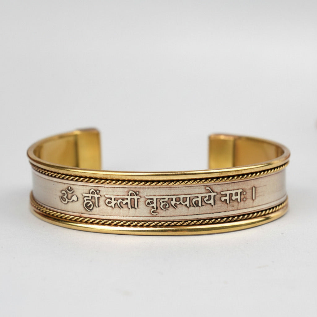 Brihaspati Jupiter Mantra Kada-Silver Finish