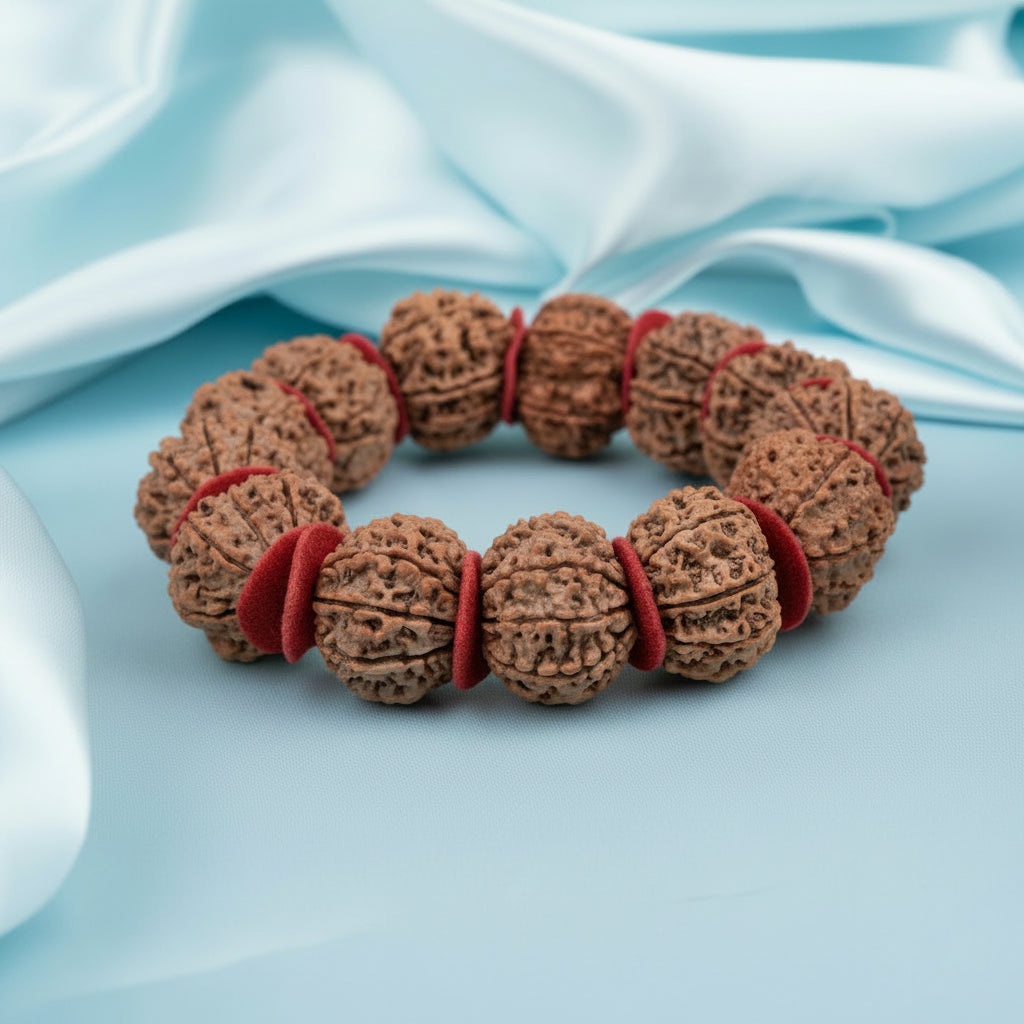 9 Mukhi Nepali Rudraksha Woolen Spacers Bracelet
