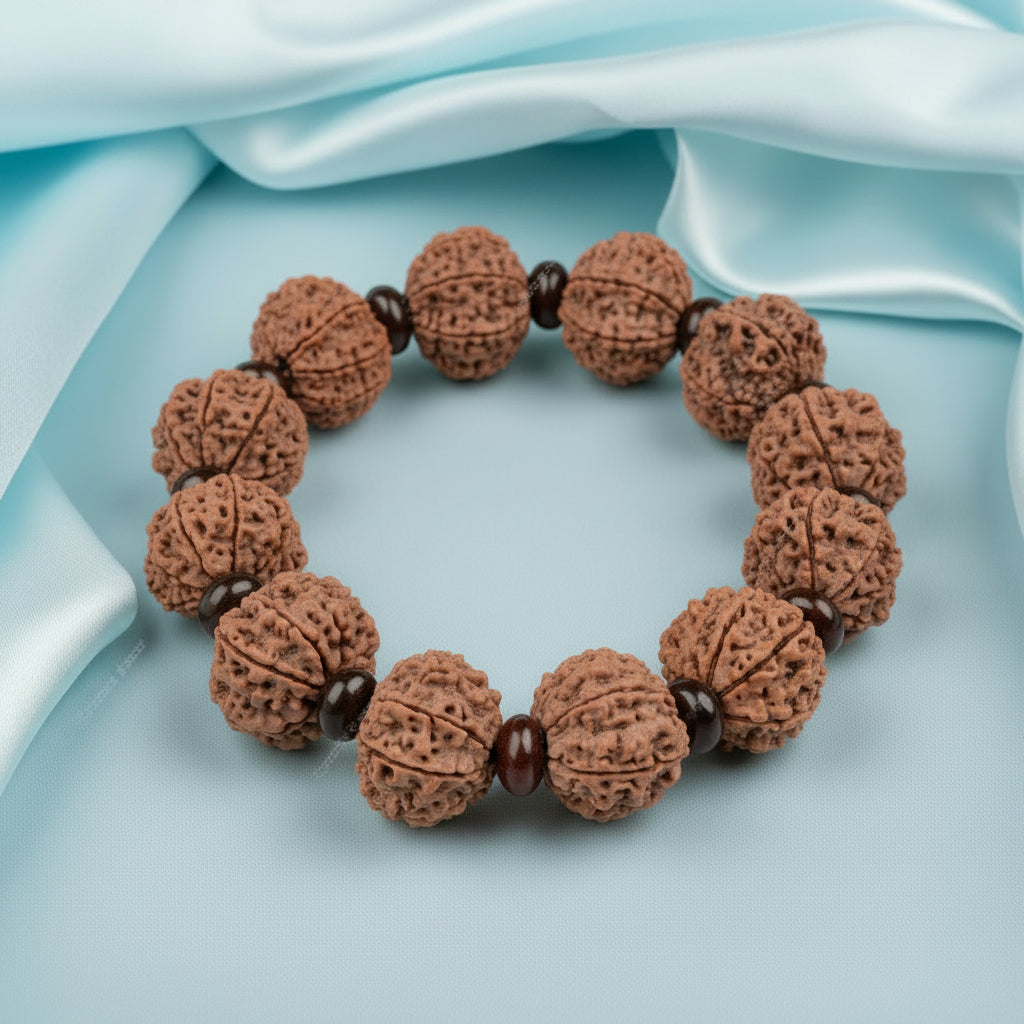 9 Mukhi Nepali Rudraksha x Red Sandalwood Bracelet