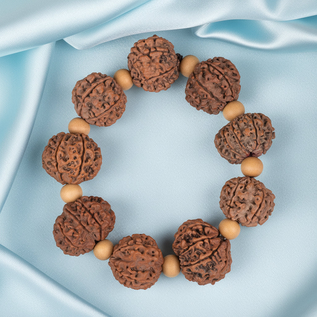 9 Mukhi Nepali Rudraksha x White Sandal Bracelet