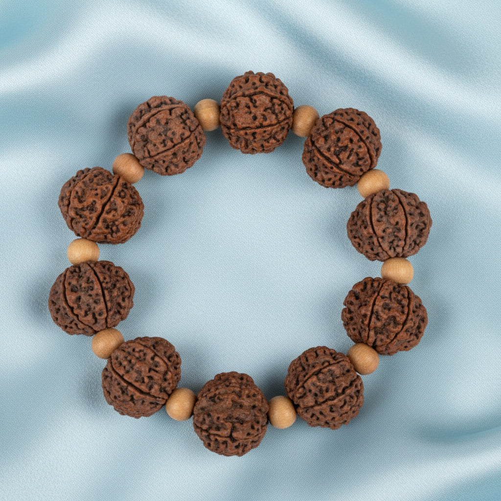 9 Mukhi Nepali Rudraksha x White Sandal Bracelet