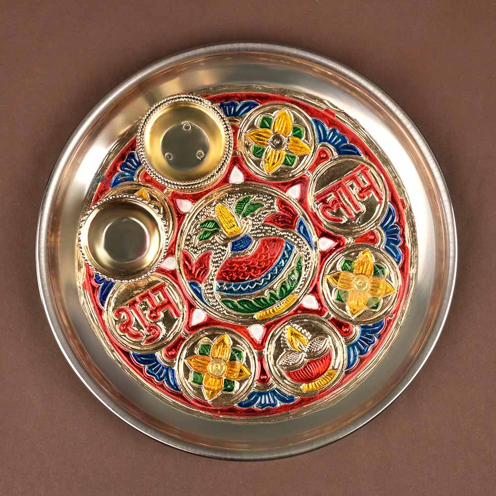 Kalash Meenakari Puja Thali with Kankavatis