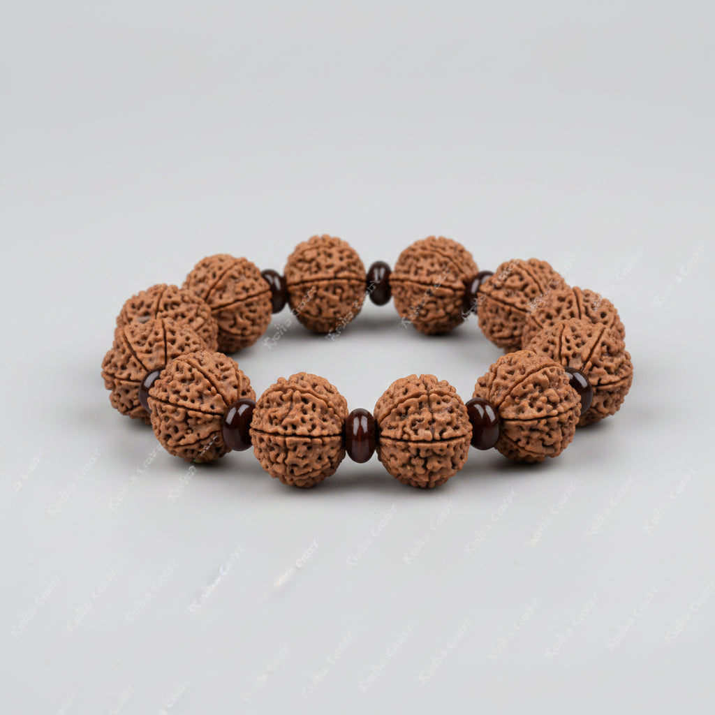 8 Mukhi Nepali Rudraksha x Red Sandalwood Bracelet
