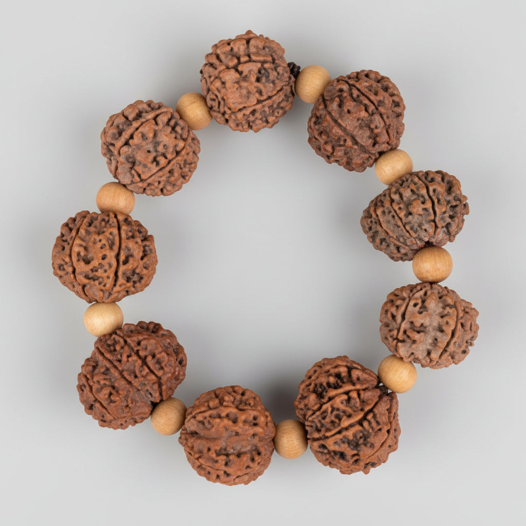 8 Mukhi Nepali Rudraksha x White Sandal Bracelet
