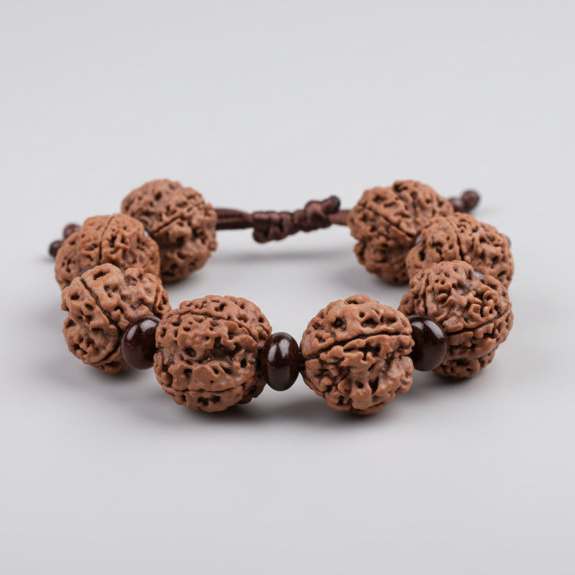 4 Mukhi Nepali Rudraksha x Red Sandal Adjustable Bracelet-Regular