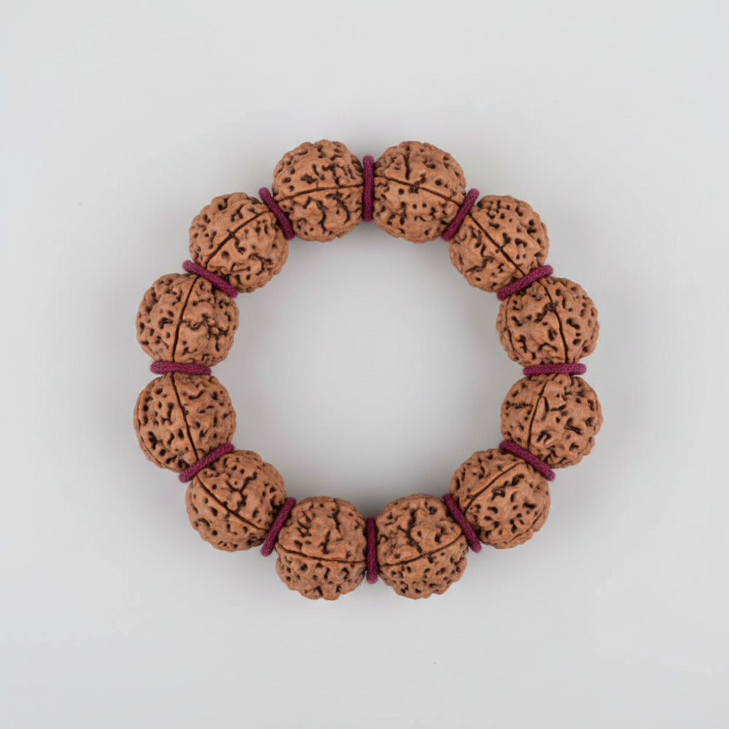 4 Mukhi Nepali Rudraksha Woolen Spacers Bracelet-Large