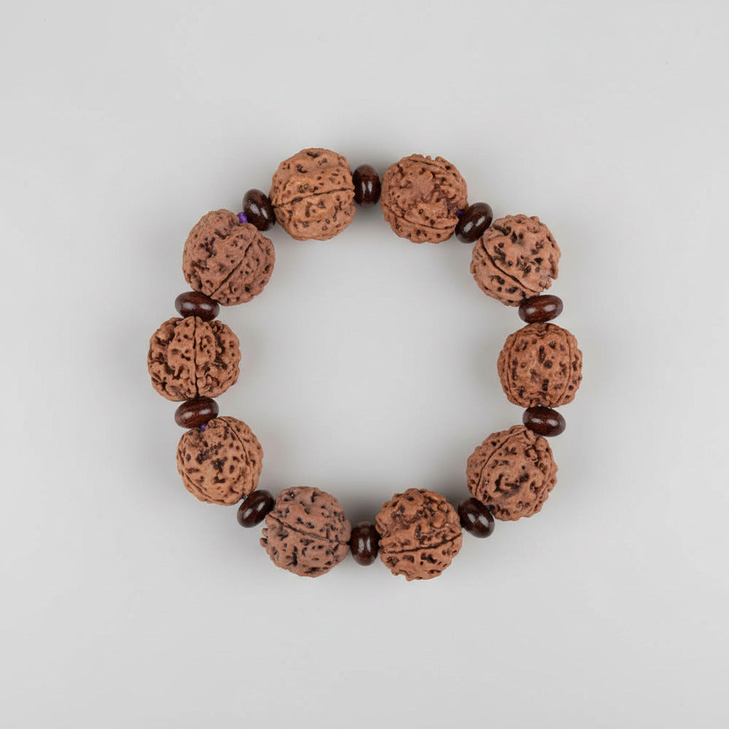 4 Mukhi Nepali Rudraksha x Red Sandalwood Bracelet-Large