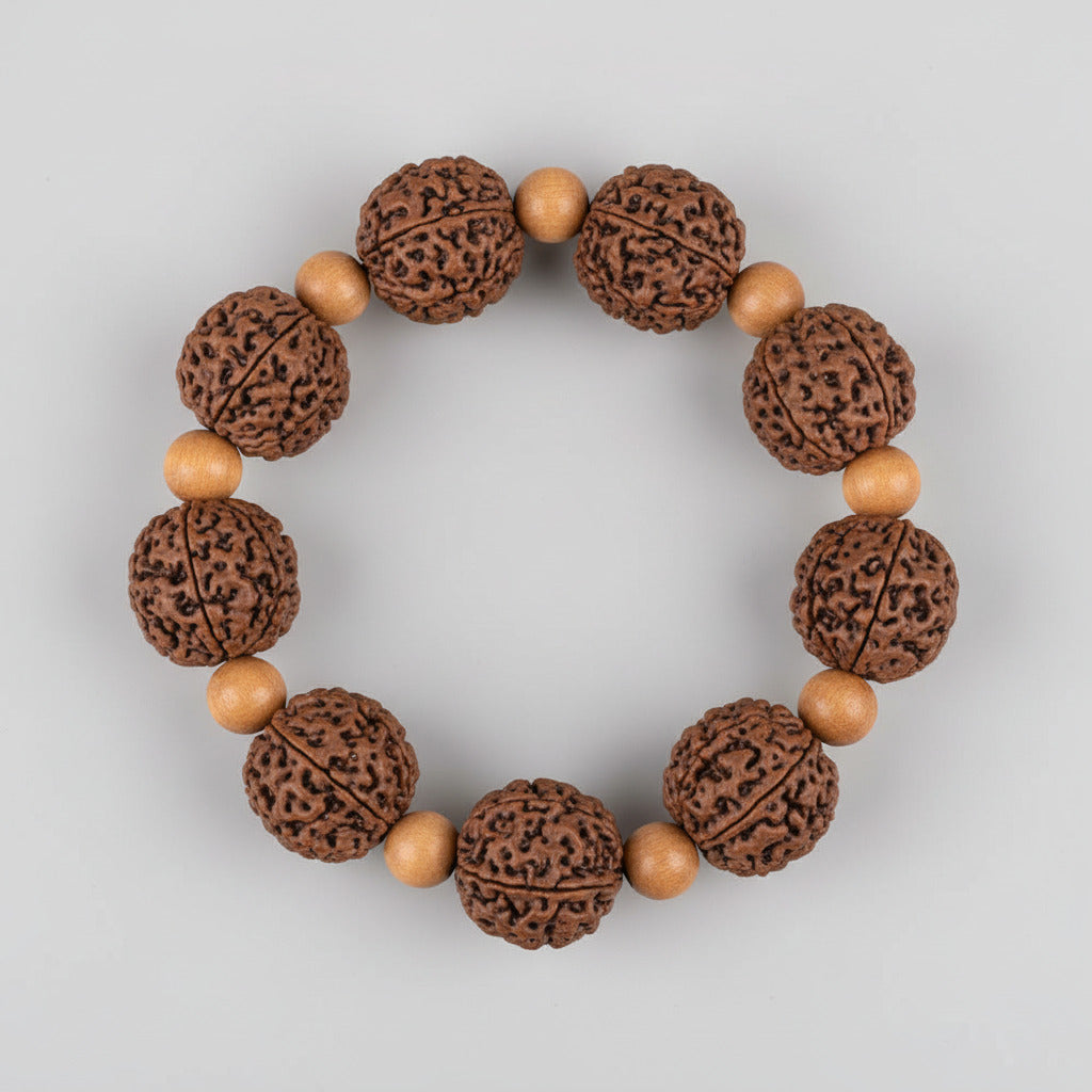 4 Mukhi Nepali Rudraksha x White Sandal Bracelet-Large