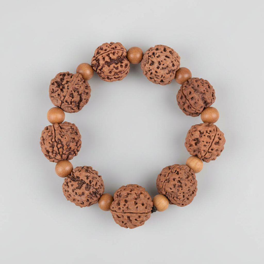 4 Mukhi Nepali Rudraksha x White Sandal Bracelet-Regular