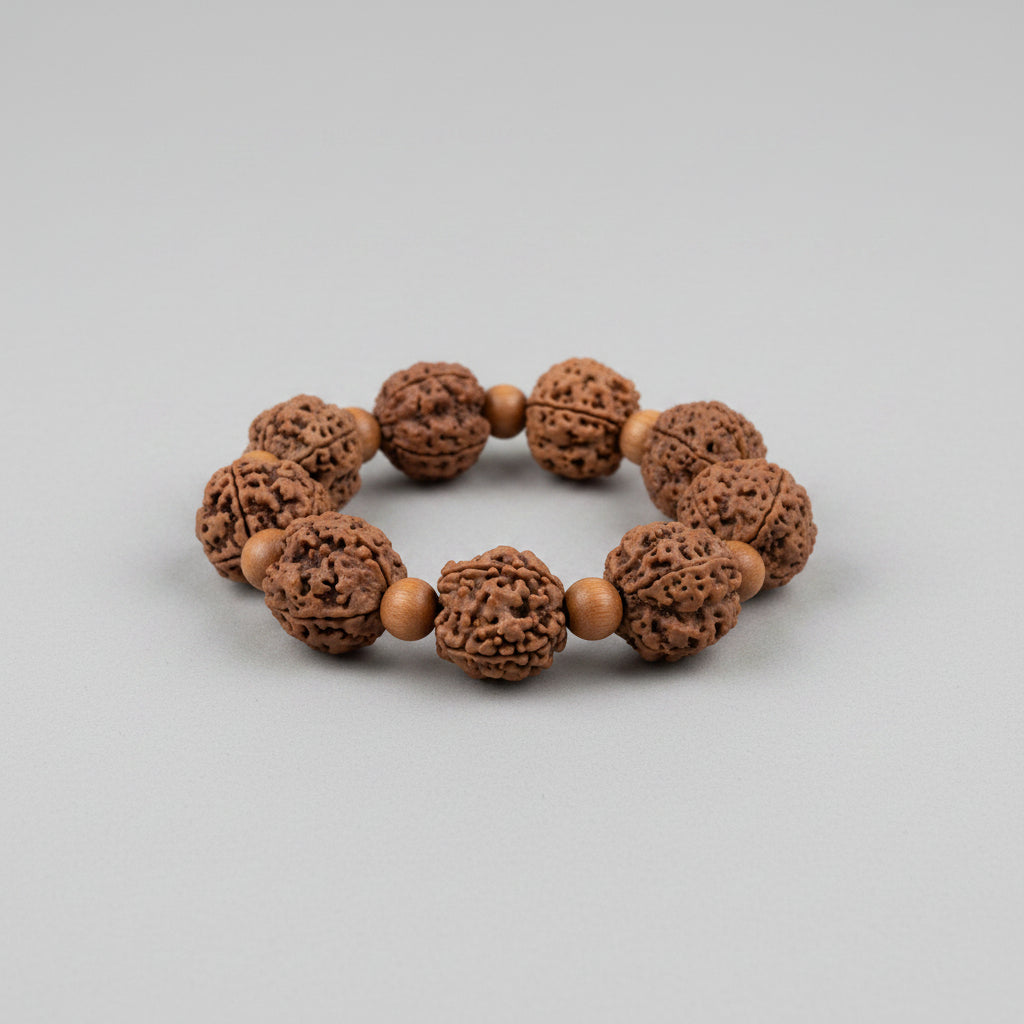 4 Mukhi Nepali Rudraksha x White Sandal Bracelet-Small