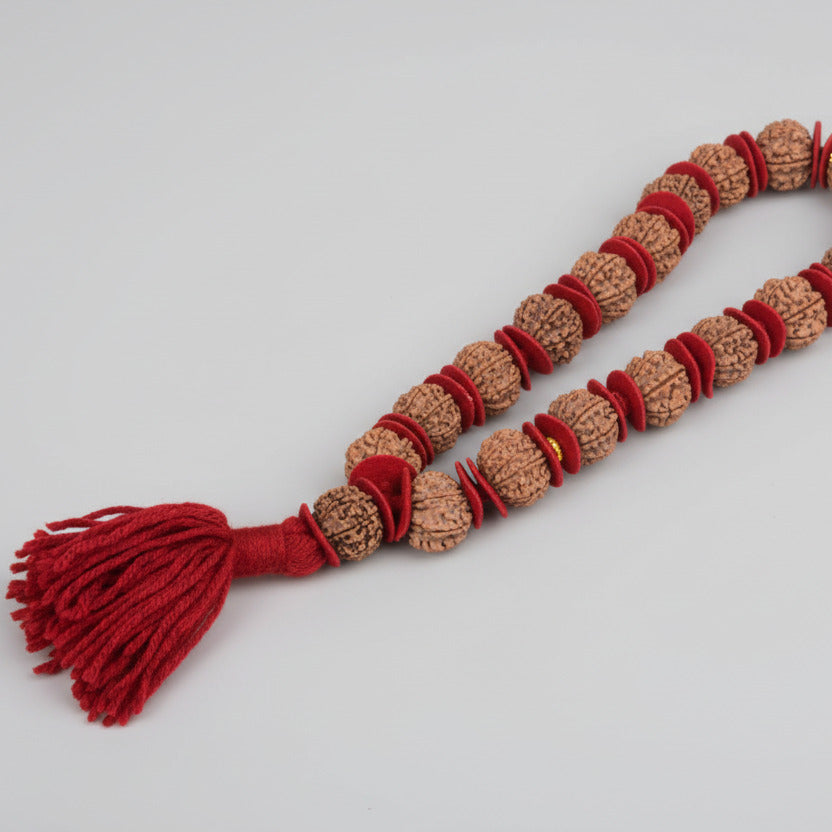13 Mukhi Nepali Rudraksha Woolen Spacers Kantha Mala