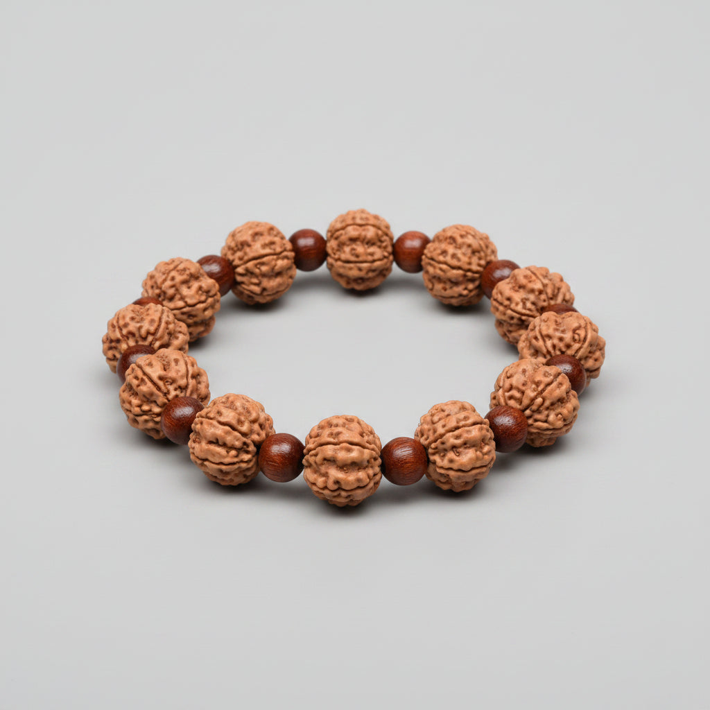 Premium 5 Mukhi Rudraksha x Red Sandalwood Bracelet-14 mm