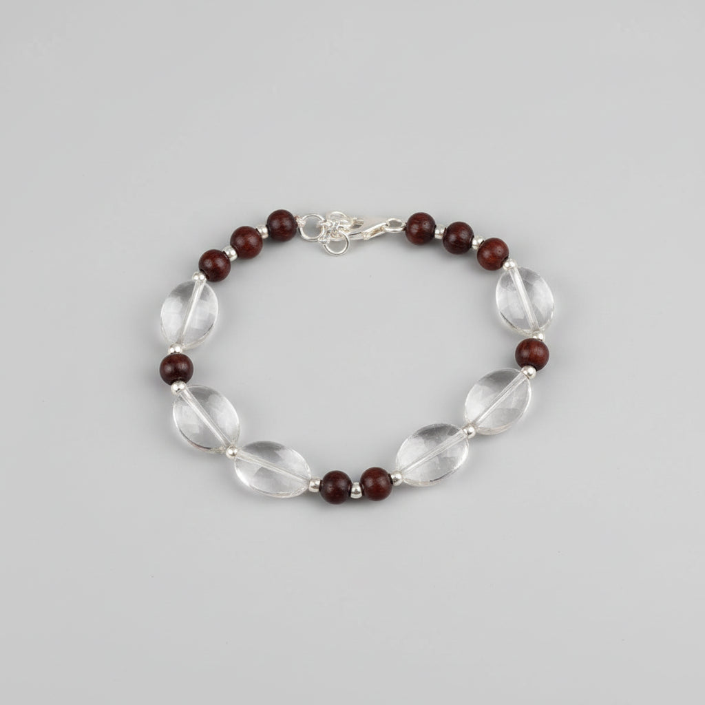 Oval Sphatik & Red Sandalwood Bracelet