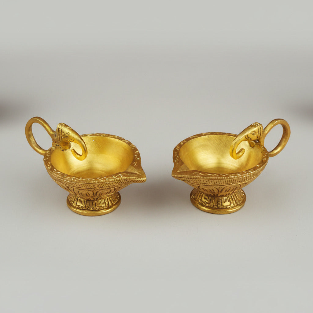 Brass Elephant Aarti Diya Set of 2