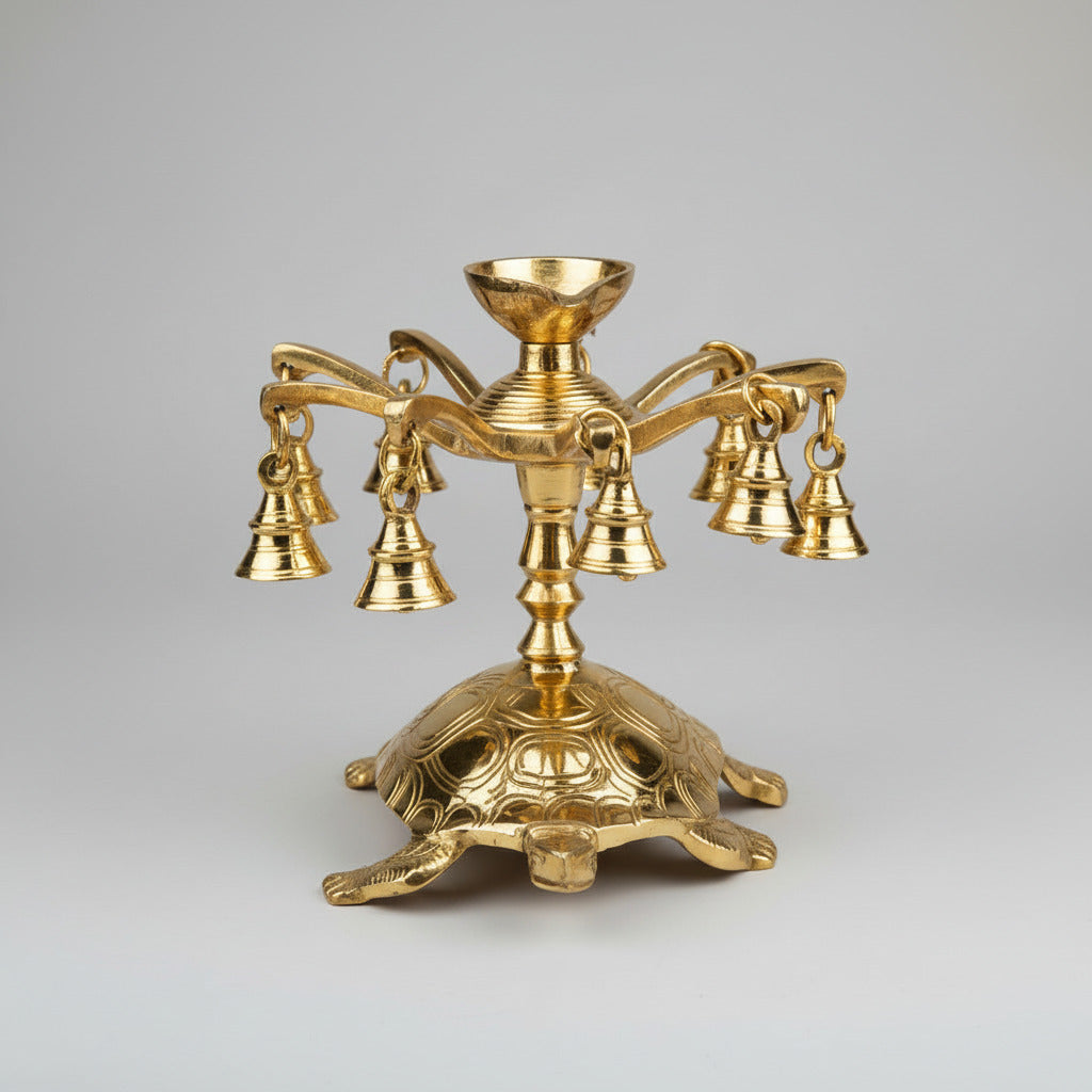 Brass Vastu Kurma Brass Diya With Bells