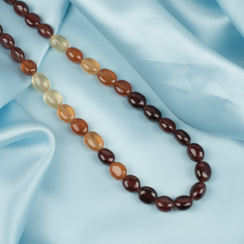 Multi Colour Gomed Flat Oval Beads Necklace