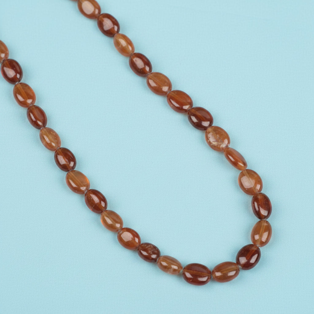 Gomed Flat Oval Beads Necklace