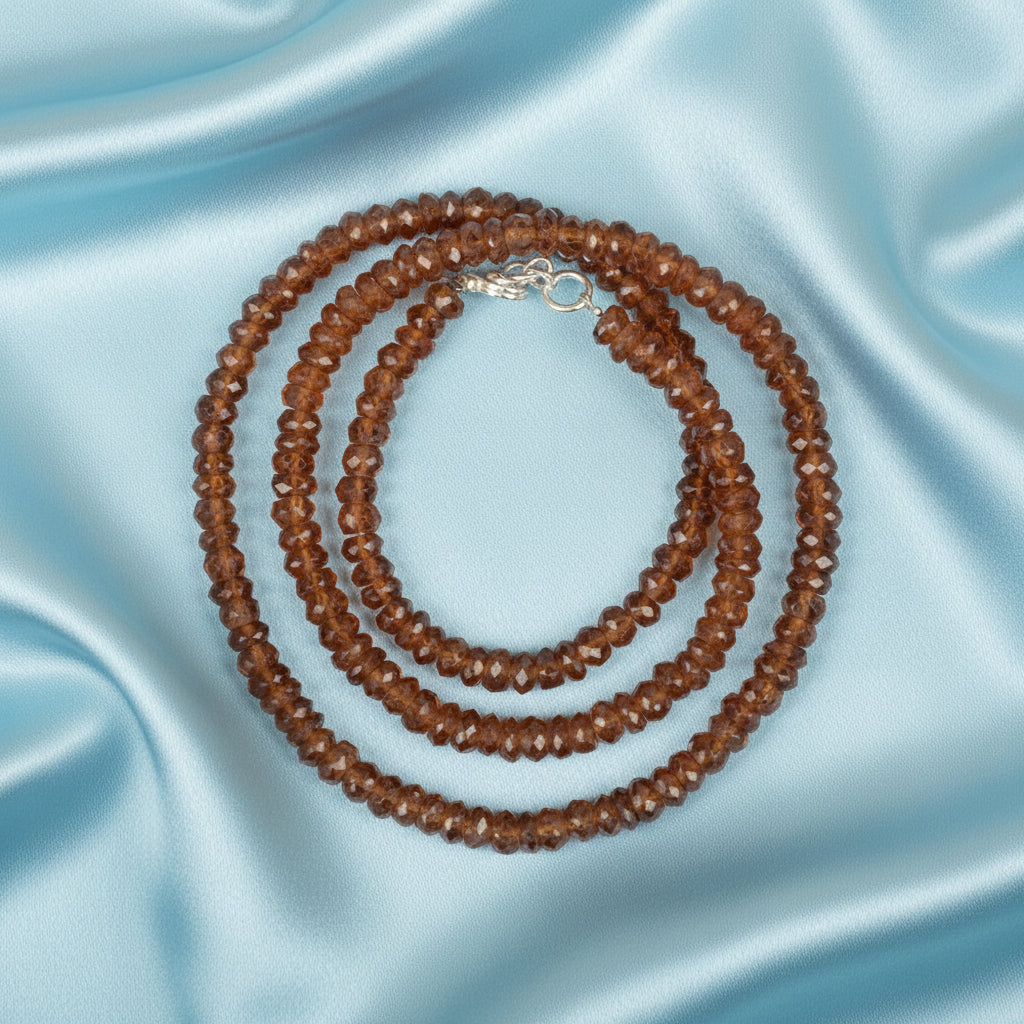 Gomed Faceted Button Shape Beads Necklace