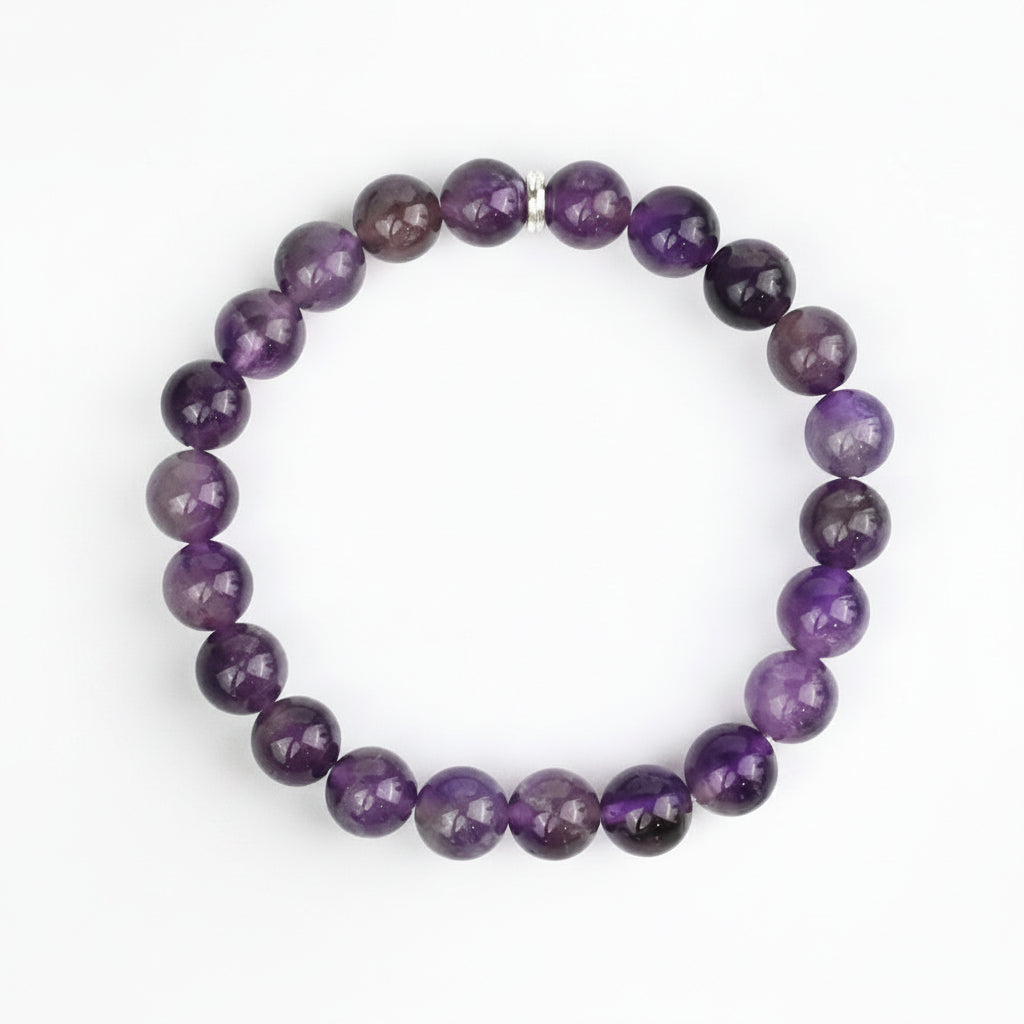 Amethyst Round Beads Bracelet-8 mm