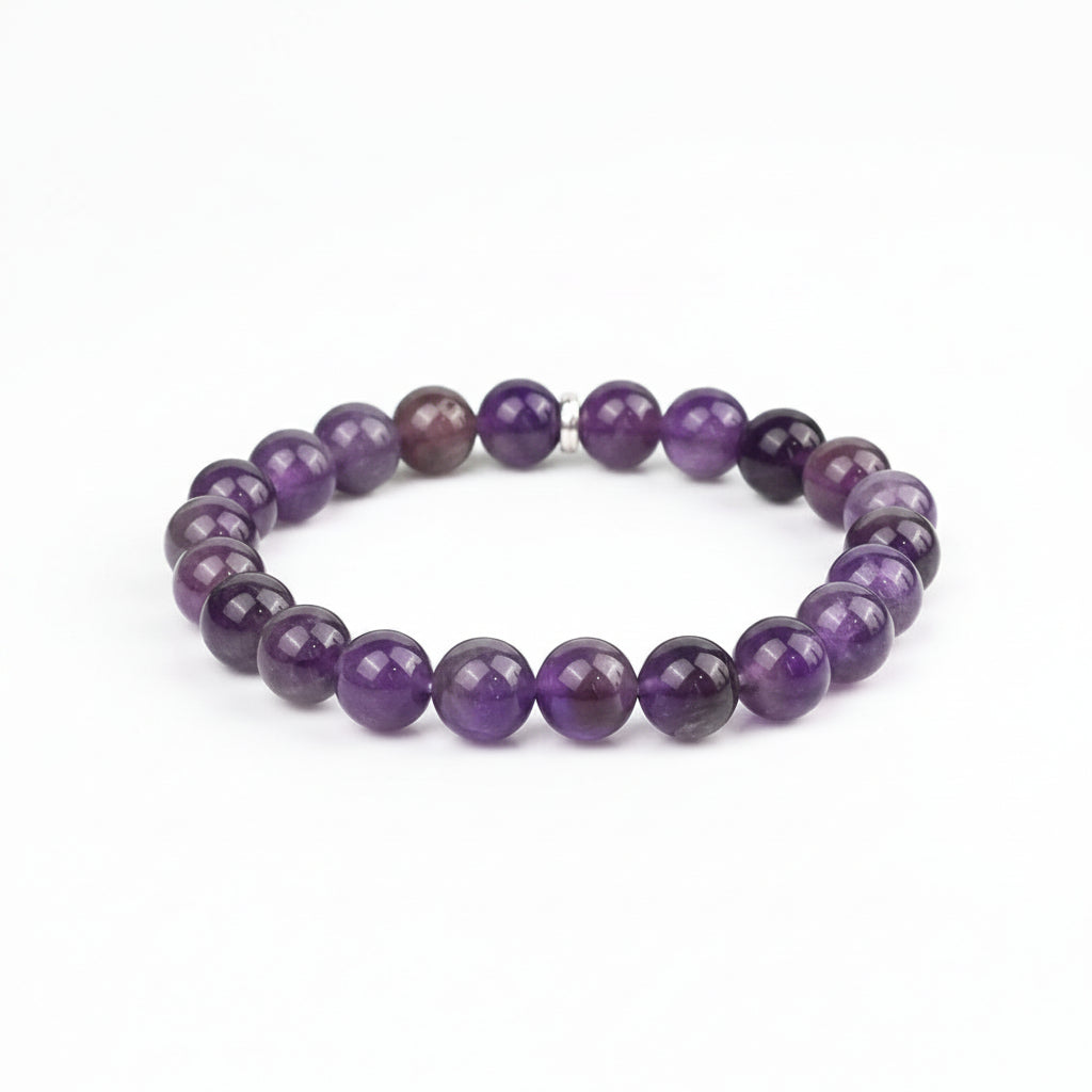 Amethyst Round Beads Bracelet-8 mm