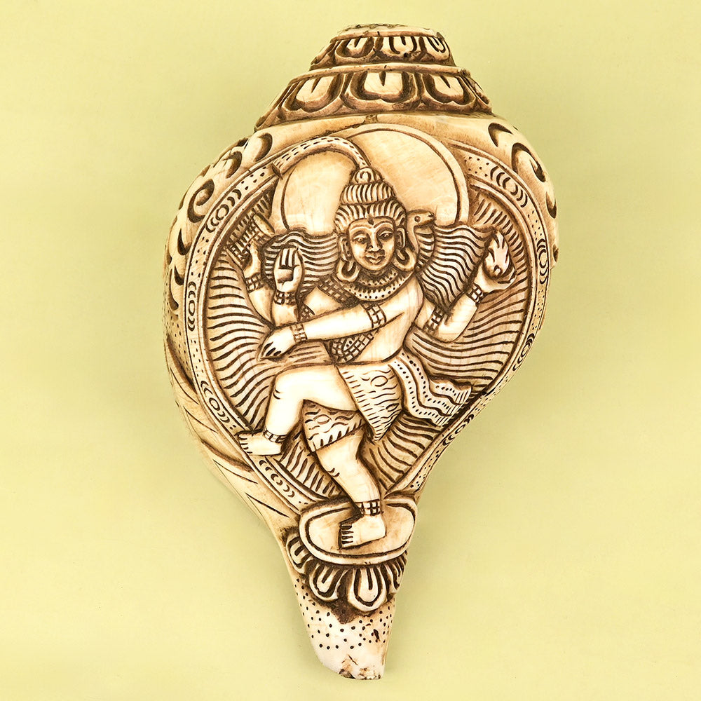 Natraja Dancing Shiva Carved Natural Shankh