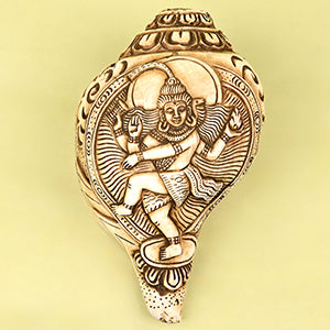 Natraja Dancing Shiva Carved Natural Shankh