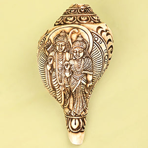 Sita Rama Carved Natural Shankh