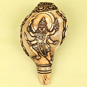 Goddess Kaali Carved Natural Shankh