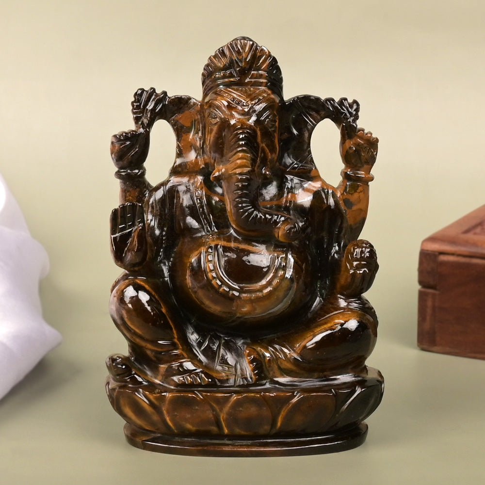 Tiger Eye Ganesha Idol - 262 gms