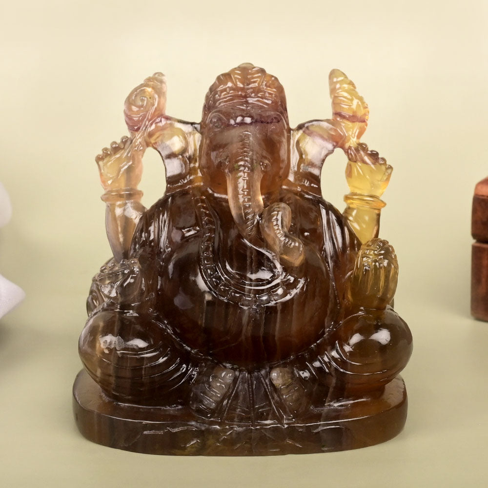 Fluorite Ganesha Idol - 430 gms