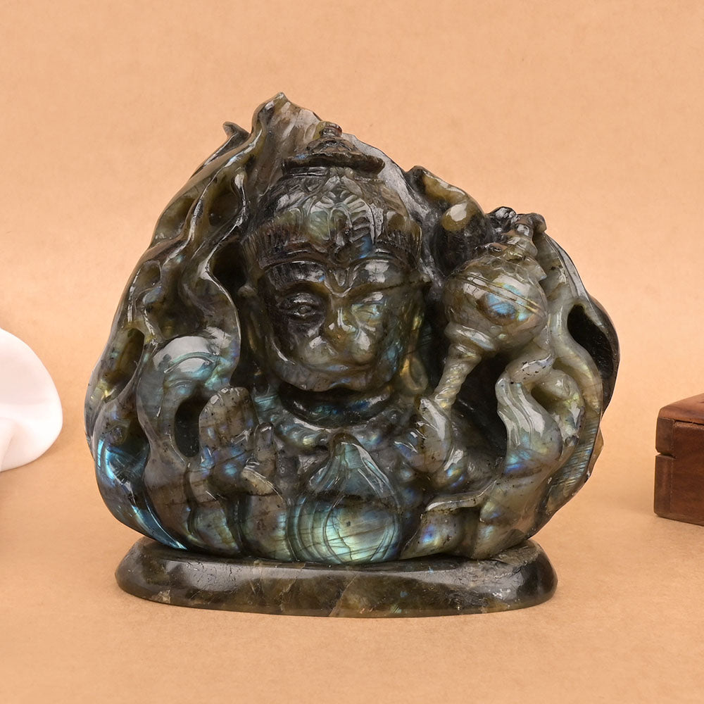 Labradorite Hanuman Idol - 1204 gms