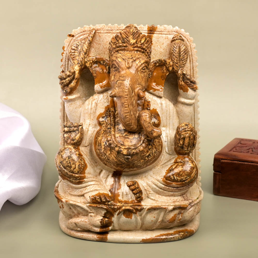 Picture Jasper Ganesha Idol - 1356 gms