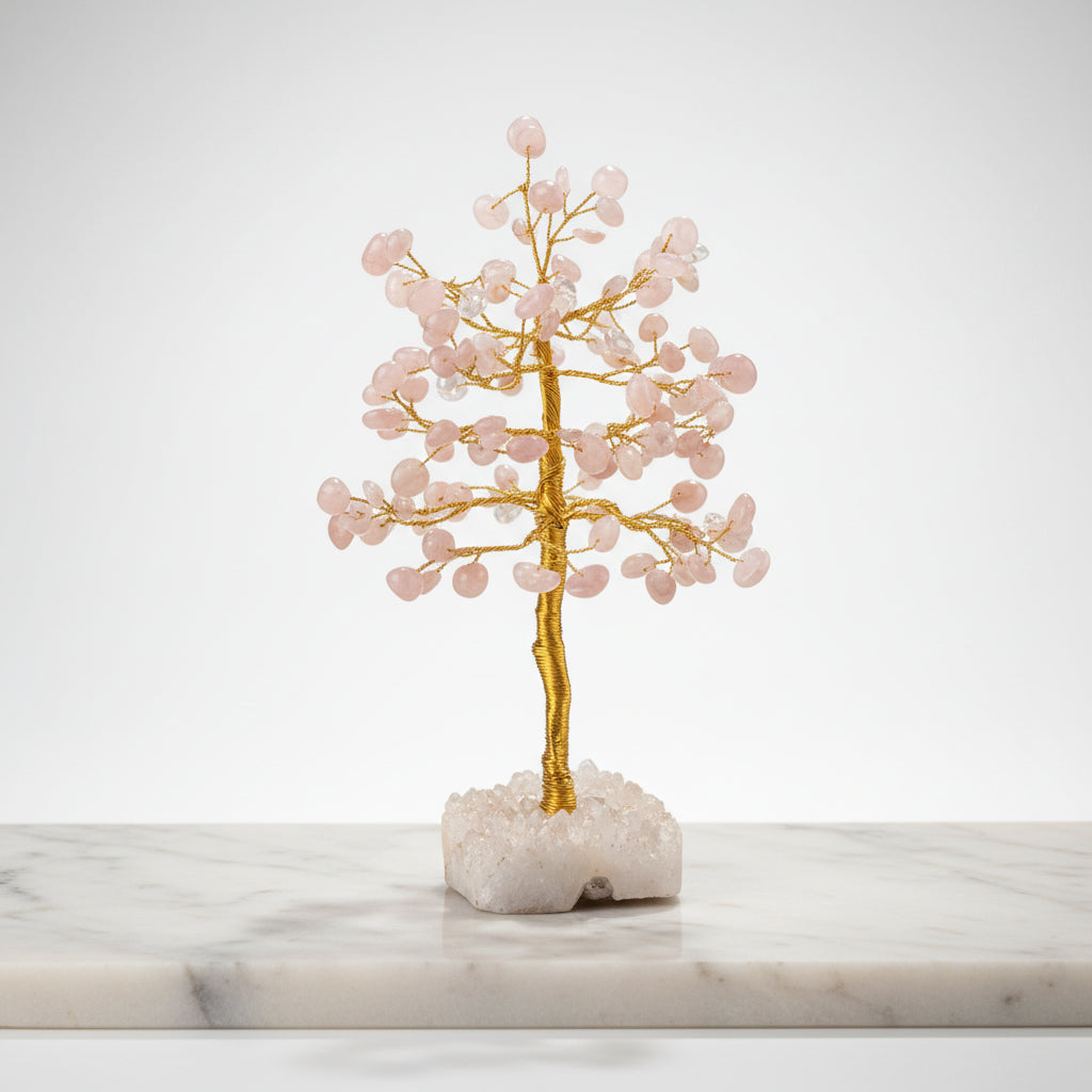 White Cowry x Gomati Chakra x White Quartz Base Tree