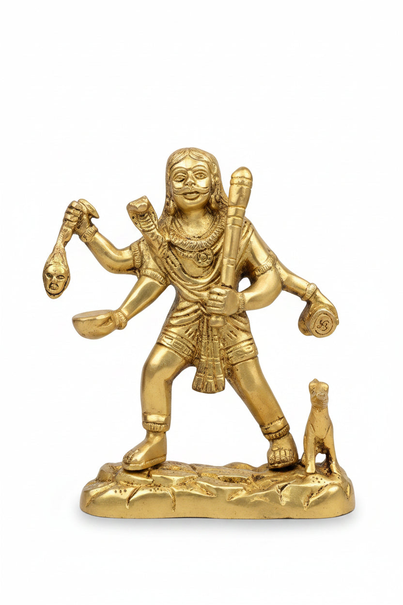 Kaal Bhairav Brass Statue 6.75 Inch Heavy Pure Brass Idol for Home Temple