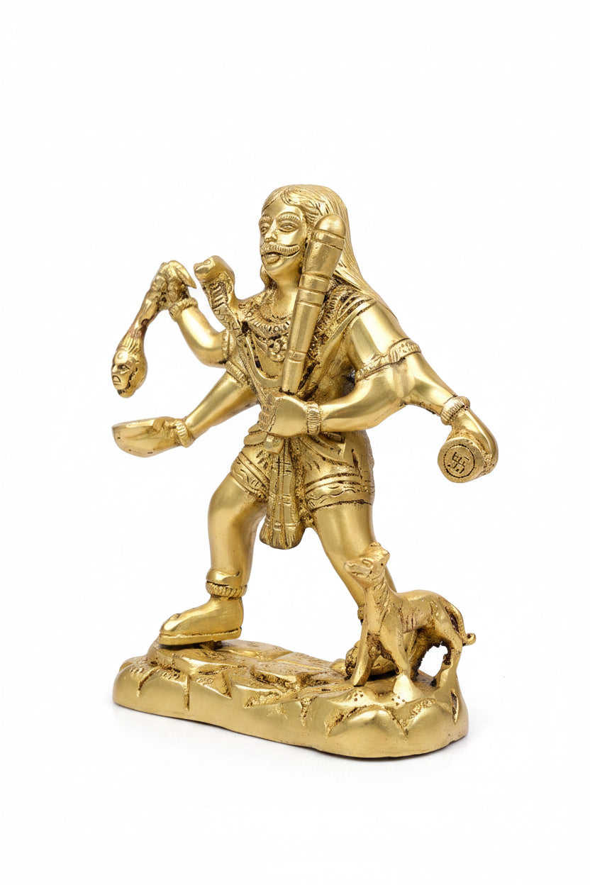Kaal Bhairav Brass Statue 6.75 Inch Heavy Pure Brass Idol for Home Temple
