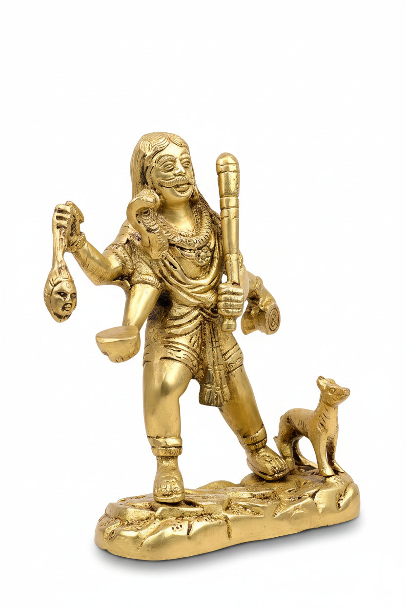 Kaal Bhairav Brass Statue 6.75 Inch Heavy Pure Brass Idol for Home Temple