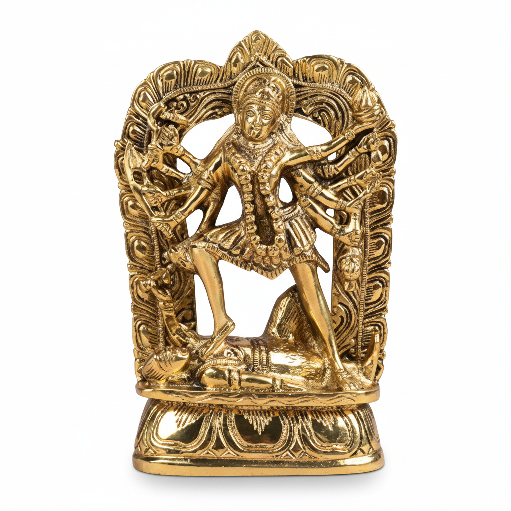 Kali Mata Brass Murti 6 Inch Handcrafted Idol for Home Temple