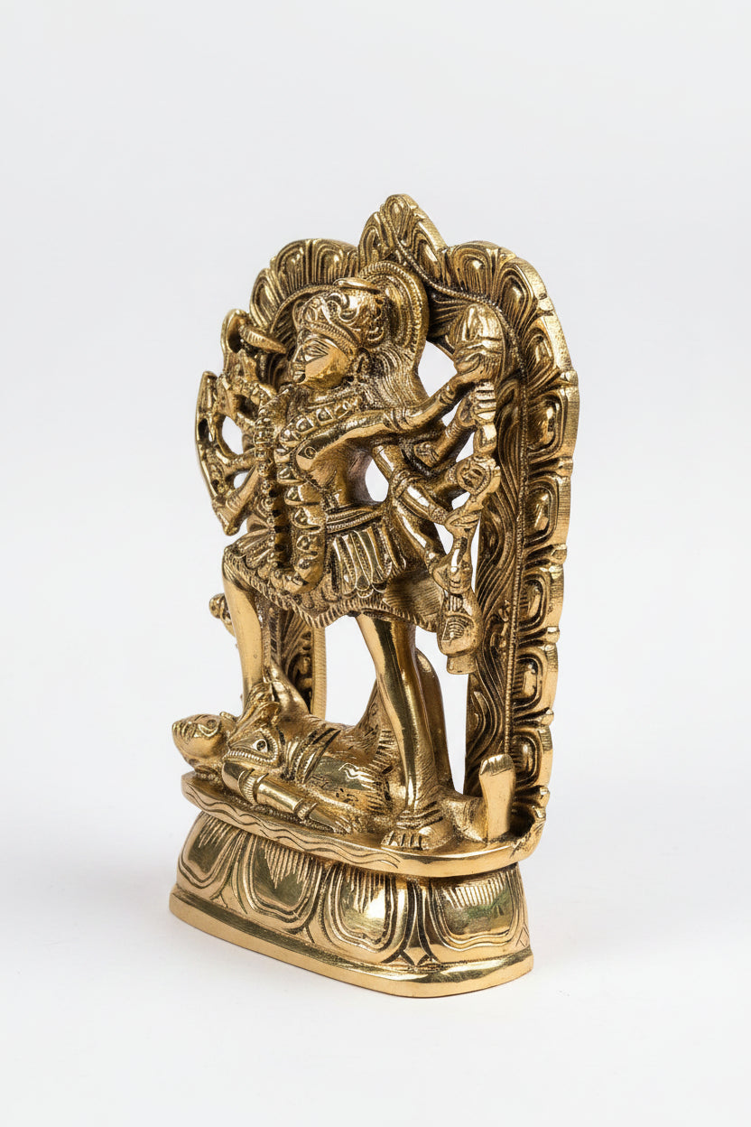 Kali Mata Brass Murti 6 Inch Handcrafted Idol for Home Temple - ManiMonk