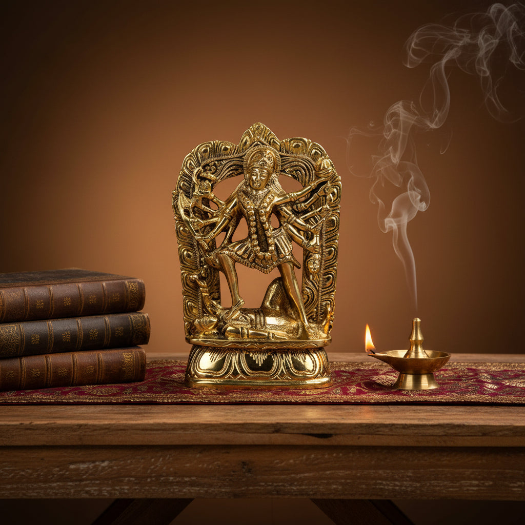 Kali Mata Brass Murti 6 Inch Handcrafted Idol for Home Temple