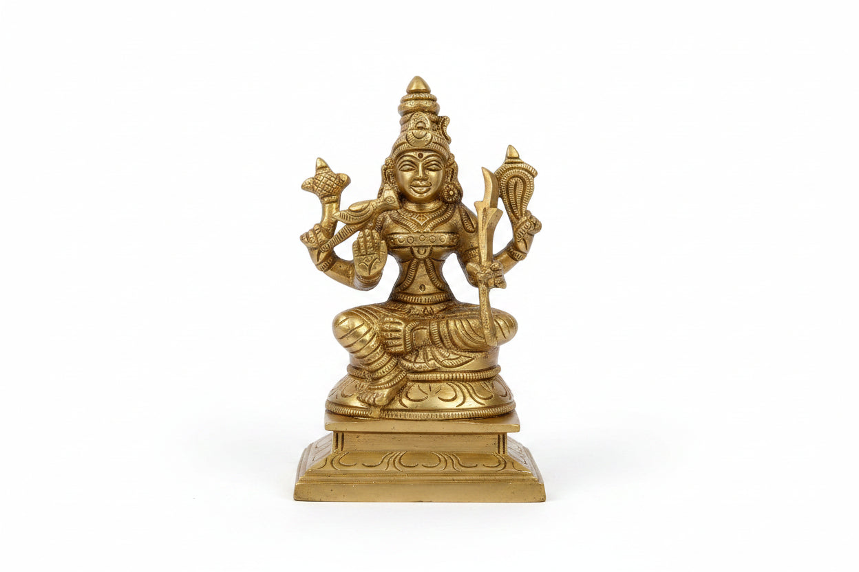 Kamakshi Devi Brass Idol 4.8 Inch Premium Handcrafted Murti for Home Temple