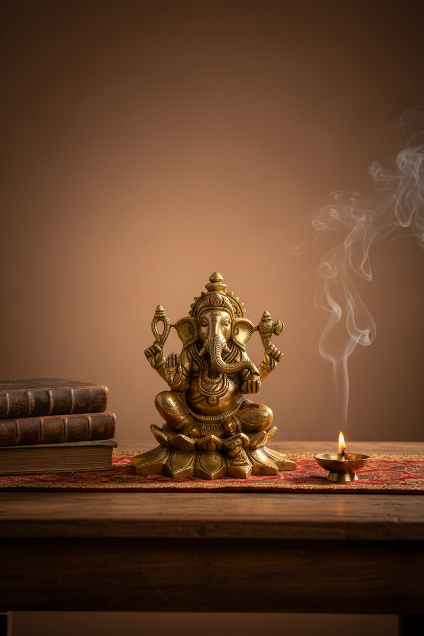 Kamal Ganesh Brass Idol Handcrafted Pure Brass Lotus Ganesha Puja Murti