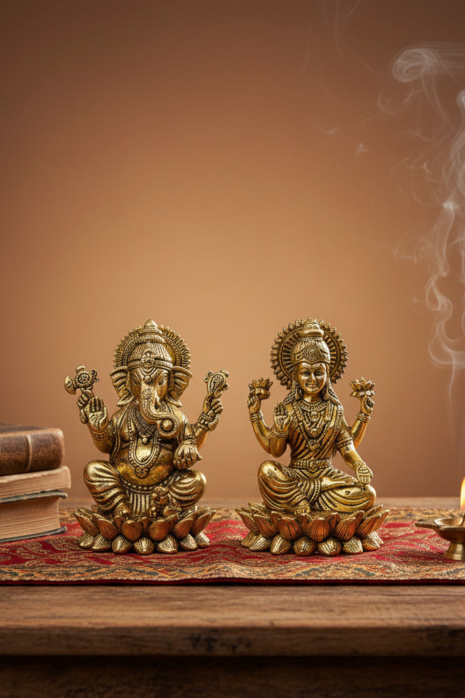 Kamal Ganesh Lakshmi Ashtadhatu Idols 