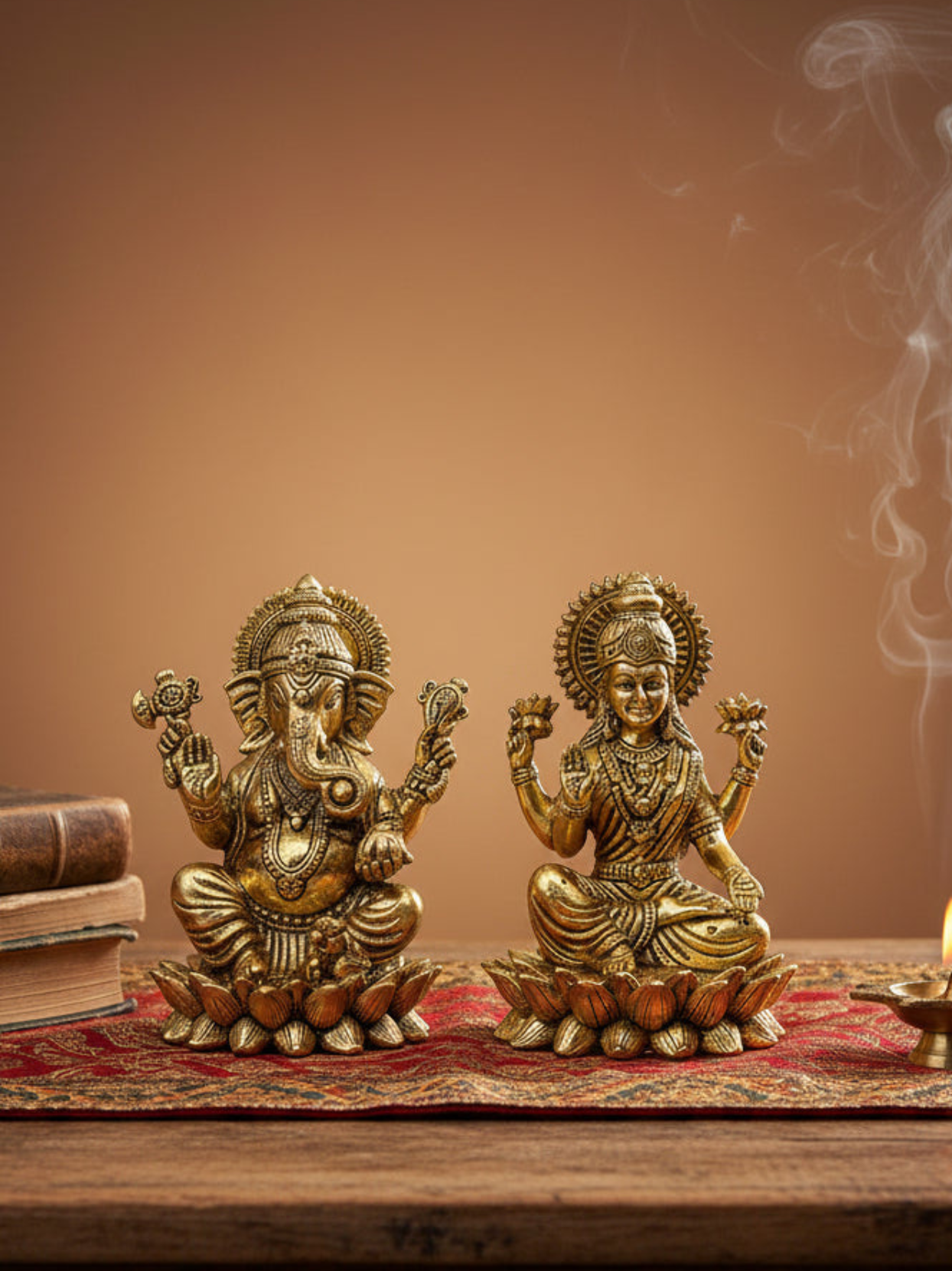 Kamal Ganesh Lakshmi Ashtadhatu Idols Set Energised Lotus Ganesha Lakshmi Murti for Diwali Puja
