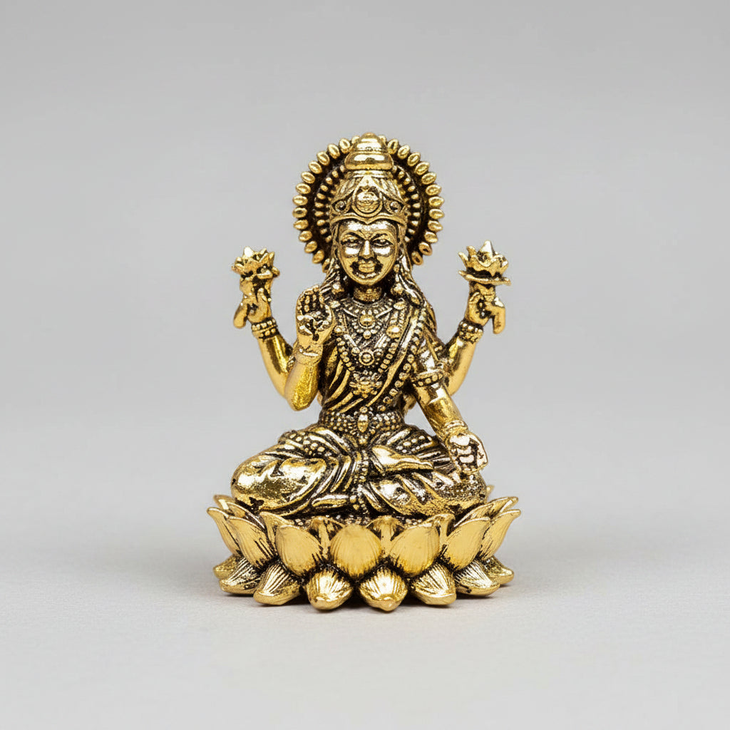 Kamal Lakshmi Ashtadhatu Idol | Energised Miniature Lotus Lakshmi Murti