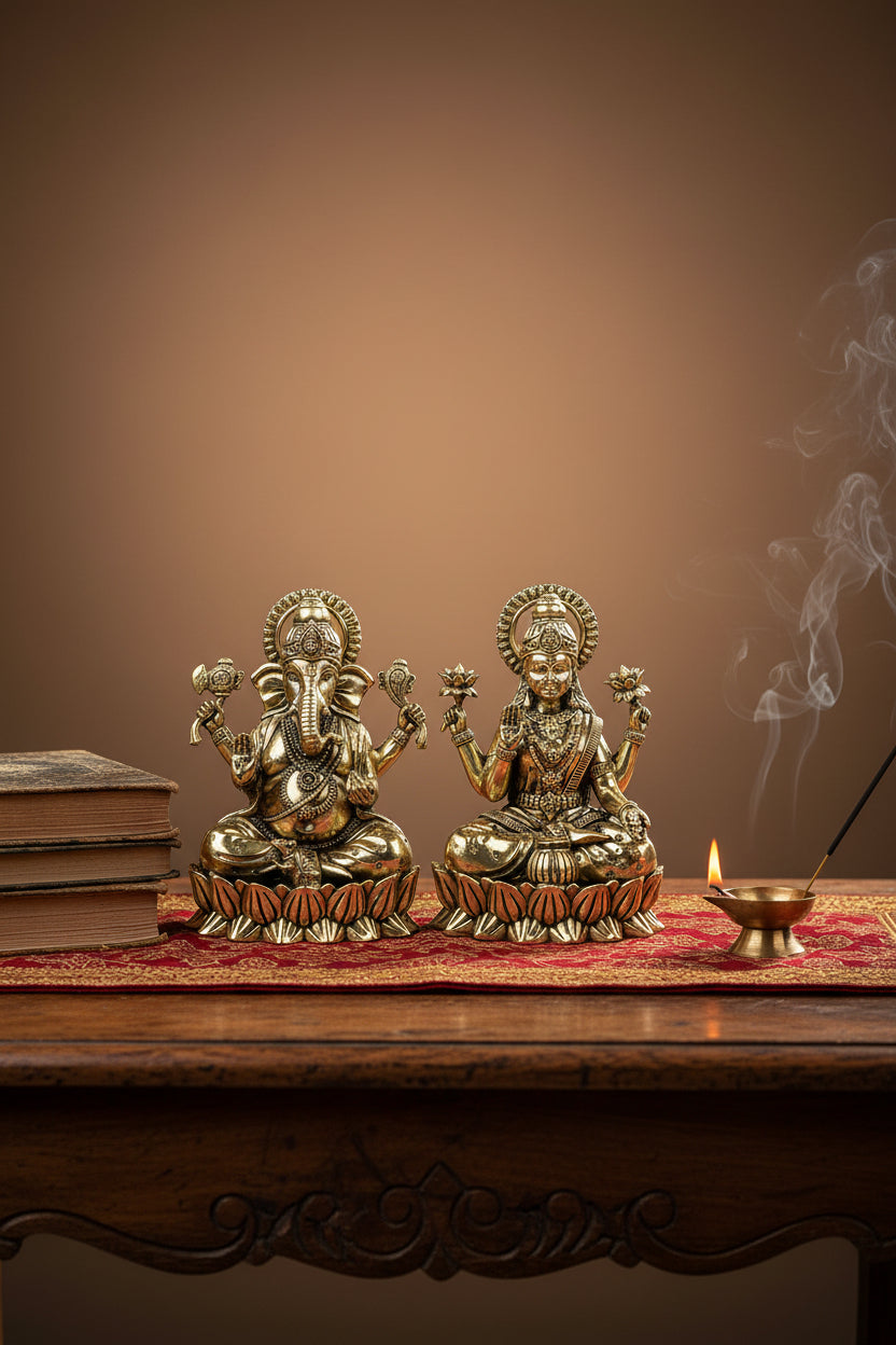 Kamal Lakshmi Ganesh Ashtadhatu Idols Set 