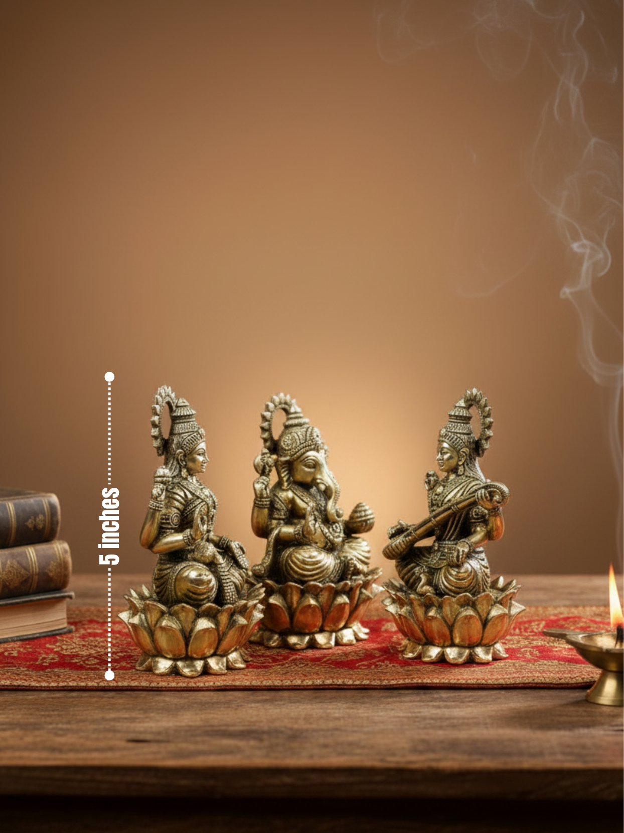 Kamal Lakshmi Ganesh Saraswati Ashtadhatu Idols Set Energised Lotus Divine Trio