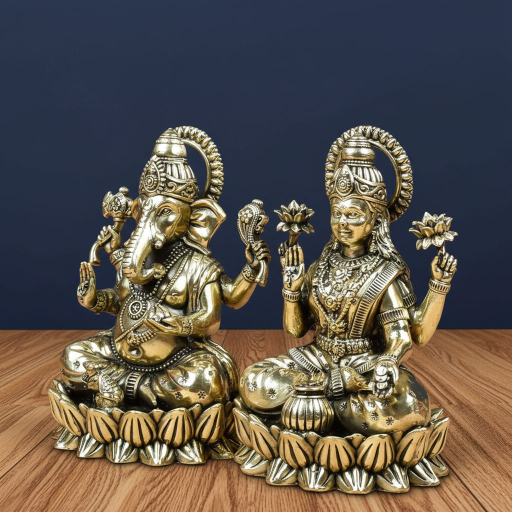 Kamal Laxmi Ganesh Ashtadhatu Idols Set